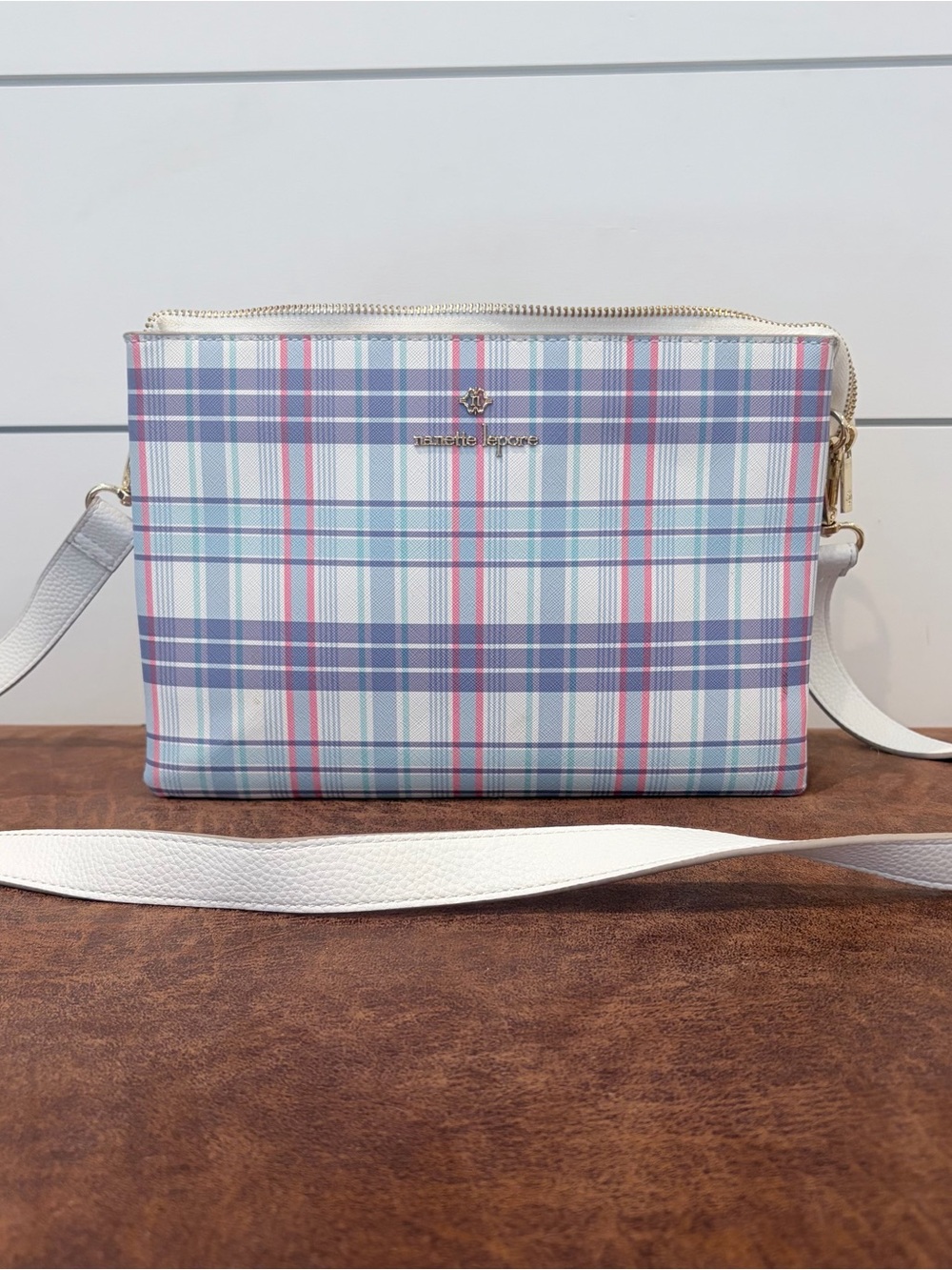 Nanette Lepore Plaid Crossbody Bag Preppy Coquette Coastal Chic Purse Balletcore
